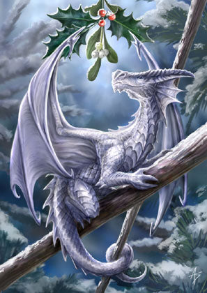 Anne Stokes Weihnachtskarte Snow Dragon