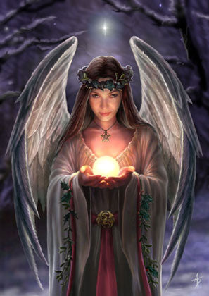 Anne Stokes Weihnachtskarte Yule Angel