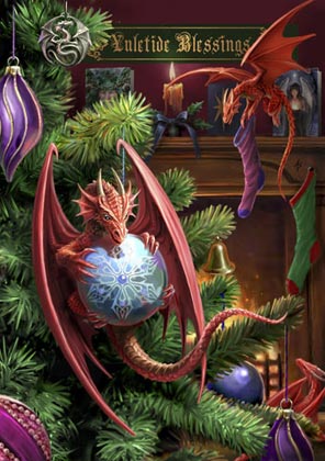 Anne Stokes Weihnachtskarte Little Helpers