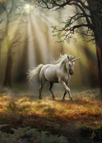 Anne Stokes Grußkarte Glimpse of a Unicorn