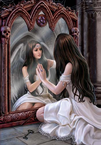 Anne Stokes Grußkarte Magical Mirror