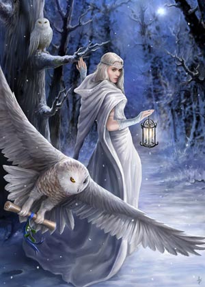 Anne Stokes Weihnachtskarte Midnight Messenger