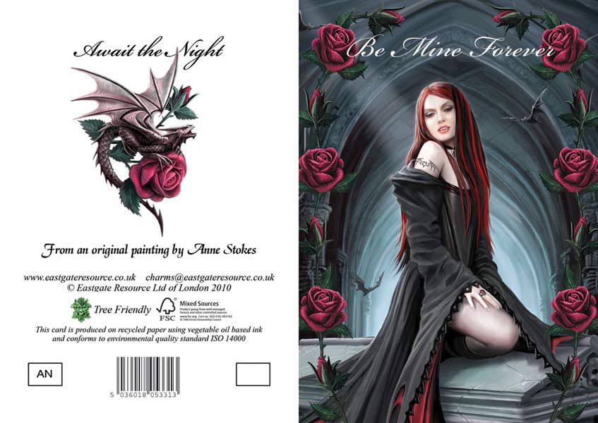 Anne Stokes Valentinskarte Await the Night