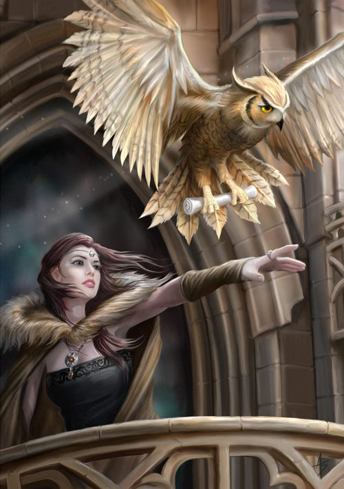 Anne Stokes Grußkarte Owl Messenger