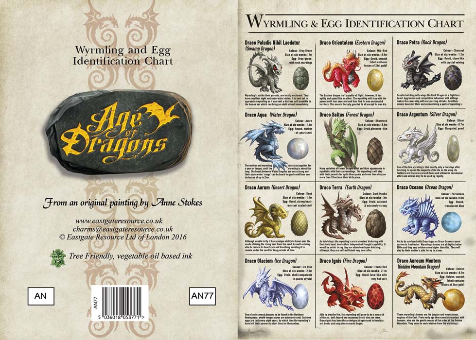 Anne Stokes Grußkarte Wyrmling & Egg Identification Chart