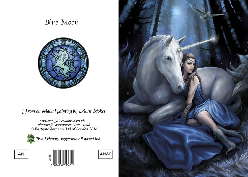 Anne Stokes Grußkarte Blue Moon