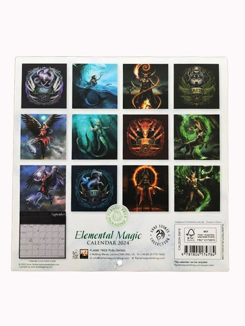 Anne Stokes Mini Wandkalendar Elemental Magic 2024