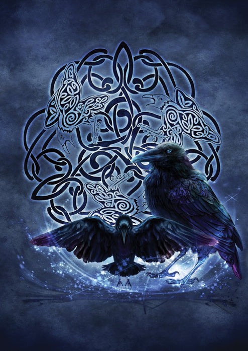 Brigid Ashwood Grußkarte Celtic Raven