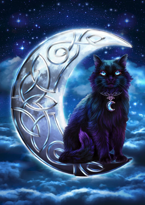 Brigid Ashwood Grußkarte Celtic Black Cat